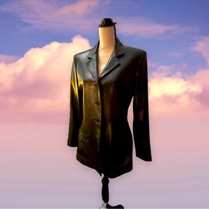 leather blazer by Oscar de la Renta